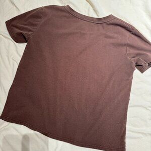 Men's coffee color trend loose V-neck T-shirt, size XL